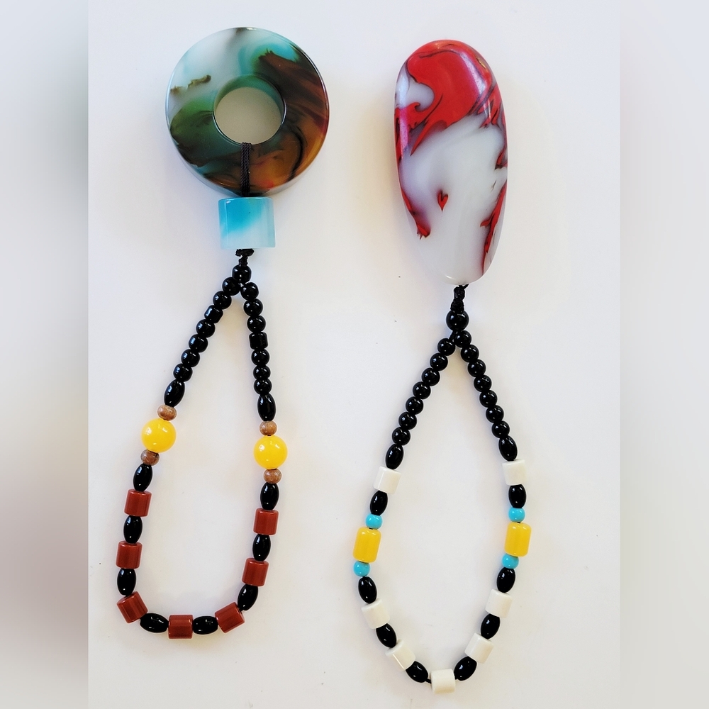 Blue and Orange Abstract Stone Charm